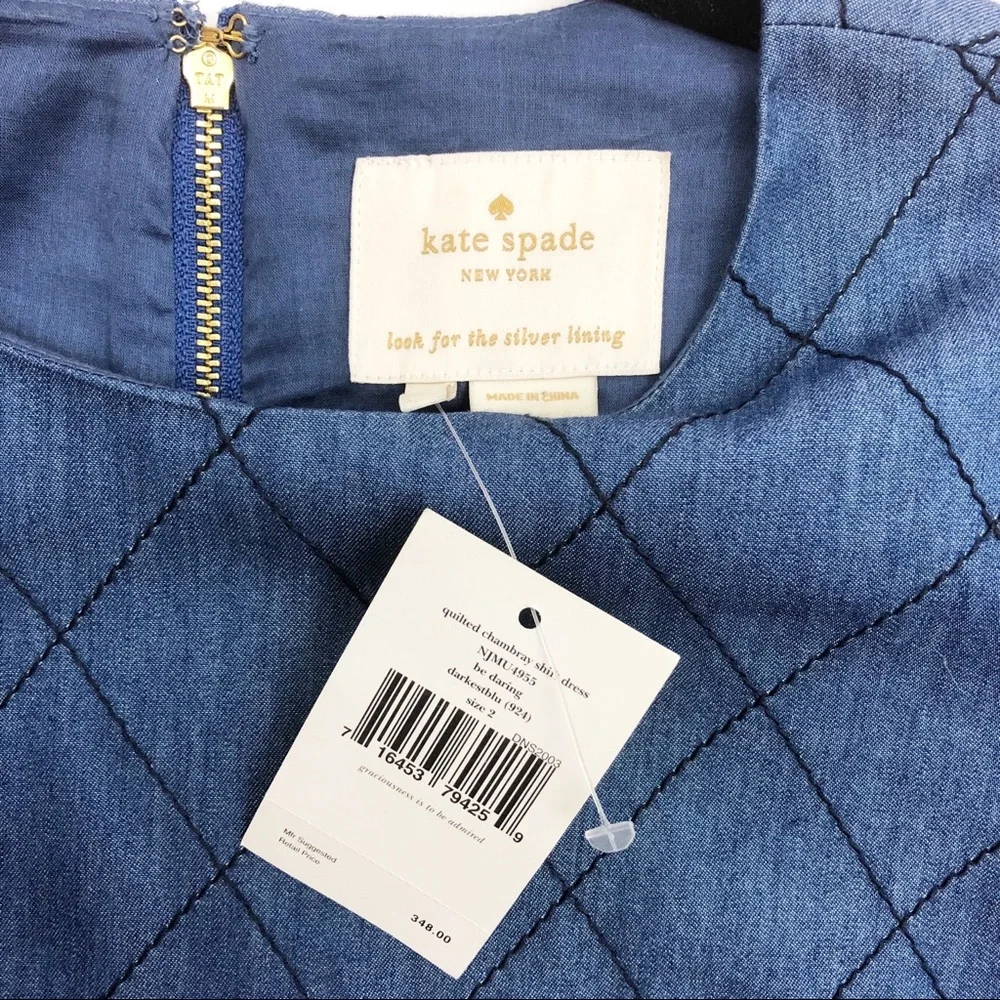Kate Spade Quilted Chambray Shift Dress: Denim Blue - Picture 7 of 8